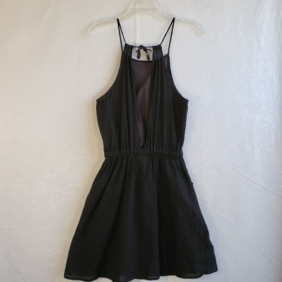 Rhythm Dress Size Small Black Spaghetti Strap Open Back Elastic Waist Tie Lined - Picture 2 of 11